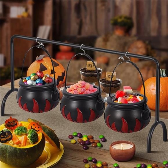 Cauldron Stack Holiday | Halloween Party Decoration 3 Witches Cauldron With Black ...